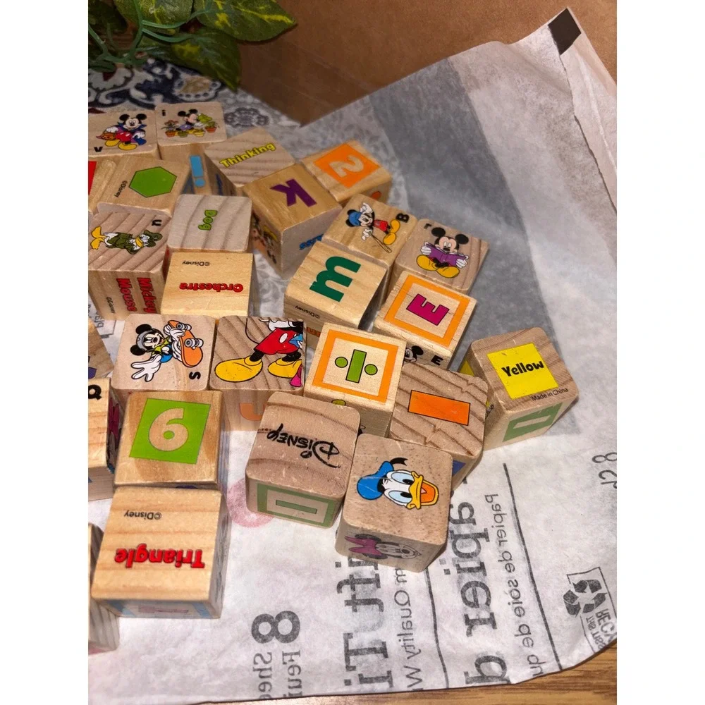 Disney Mickey Mouse Friends Wooden Alphabet Number Blocks Educational Toy Lot